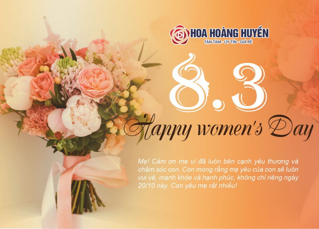 Happy international womens day march 8 with vietnam flowers in c